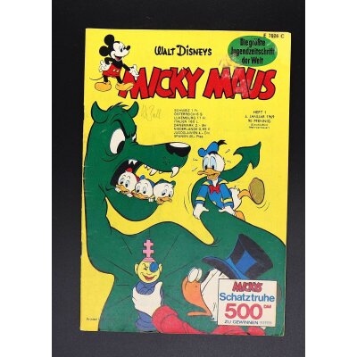 Micky Maus Comic Heft 1969 Walt Disney Ehapa + Sammelbild...